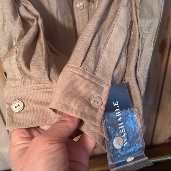 PETER NYGARD New Button down Shirt Roll Tab Sleeves Plus Size 20 Shining Soft - Picture 9 of 11